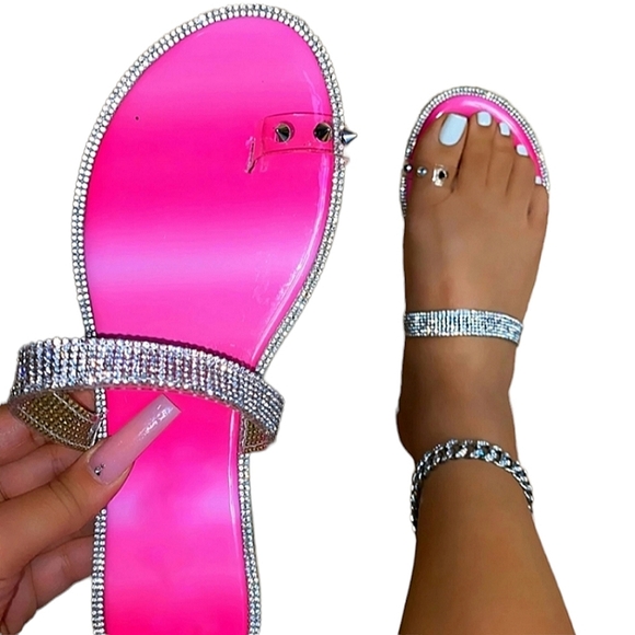 Boutique Shoes - 💎Pink Rhinestone Women's Summer Sandal💎